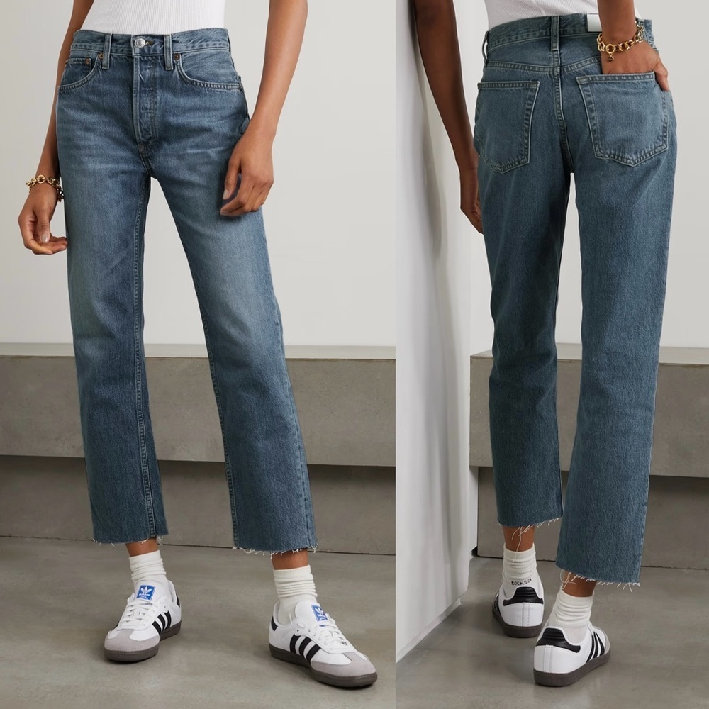 RE/DONE 70s Stove Pipe High Rise Straight Leg Jeans Button Fly Women’s Size 26